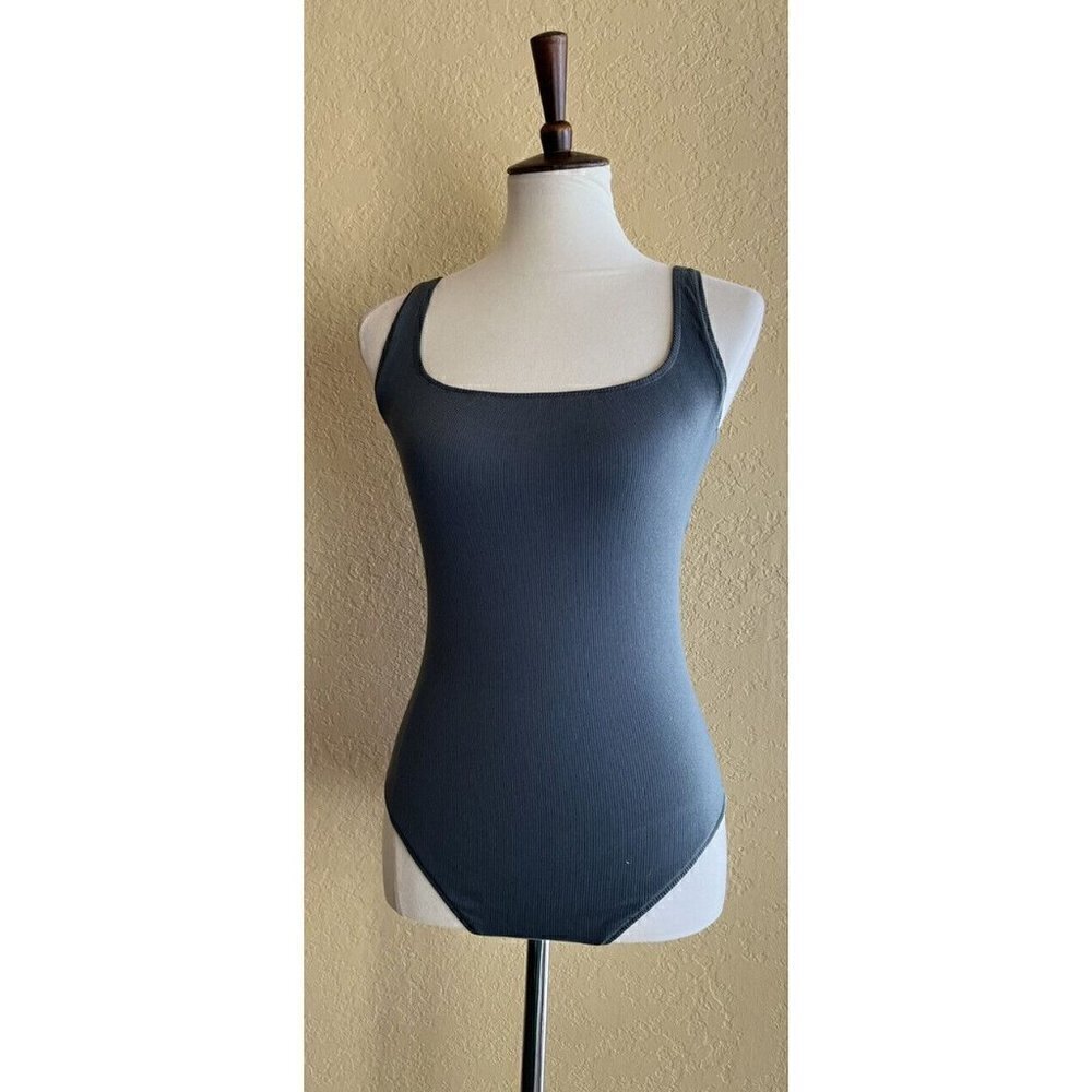 Skims Women's Plus Cotton Ribbed Sleeveless Bodysuit Deap Sea Size 2X